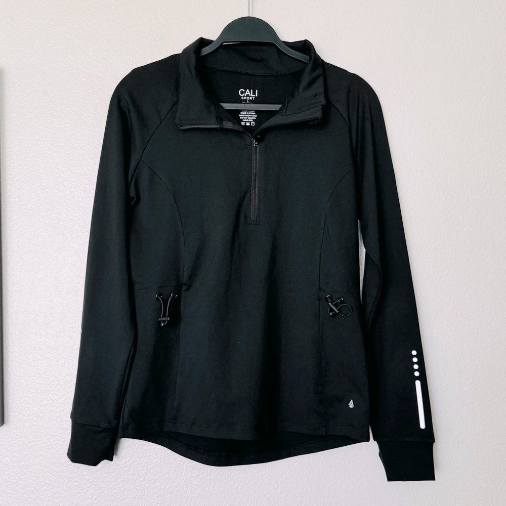 Cali Sport Pullover 1/2 Zip Waist CinchBlack Reflective Size Large #SW-J0040
